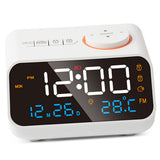 Alarm Clock Radio Multifunctional LED Music Timing Rechargeable FM Radio Alarm Clock for Home White