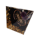 5cm Orgonite Pyramid for Positive Energy Healing Crystal Pyramid Meditation Orgonite Pyramids Chakra Zodiac Energy Generator Aquarius - Rear View