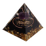 5cm Orgonite Pyramid for Positive Energy Healing Crystal Pyramid Meditation Orgonite Pyramids Chakra Zodiac Energy Generator Aquarius - Close-Up Angle