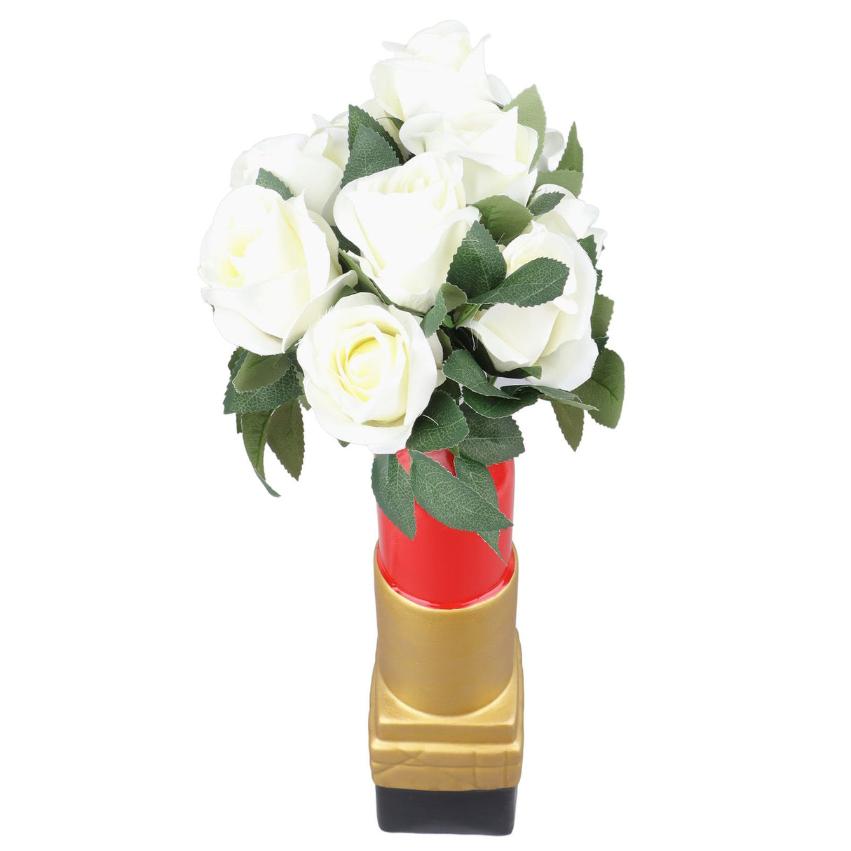 Creative Lipstick Shape Vase Beautiful Resin Exquisite Realistic Lipstick Shape Decorative Vase for Book Shop Coffee Shop Gold