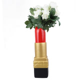 Creative Lipstick Shape Vase Beautiful Resin Exquisite Realistic Lipstick Shape Decorative Vase for Book Shop Coffee Shop Gold - Extra Image