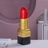 Creative Lipstick Shape Vase Beautiful Resin Exquisite Realistic Lipstick Shape Decorative Vase for Book Shop Coffee Shop Gold - Extra Image