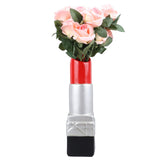 Creative Lipstick Shape Vase Beautiful Resin Exquisite Realistic Lipstick Shape Decorative Vase for Book Shop Coffee Shop Silver - Close-Up Angle