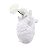 Creative Anatomical Heart Vases Resin Sculpture Heart Shaped Art Flower Vases Desktop Home Decoration for Living Room White - Front View