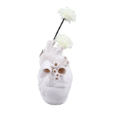Creative Anatomical Heart Vases Resin Sculpture Heart Shaped Art Flower Vases Desktop Home Decoration for Living Room White - Top-Down View