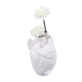 Creative Anatomical Heart Vases Resin Sculpture Heart Shaped Art Flower Vases Desktop Home Decoration for Living Room White - Rear View