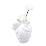 Creative Anatomical Heart Vases Resin Sculpture Heart Shaped Art Flower Vases Desktop Home Decoration for Living Room White - Extra Image