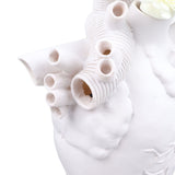 Creative Anatomical Heart Vases Resin Sculpture Heart Shaped Art Flower Vases Desktop Home Decoration for Living Room White - Extra Image