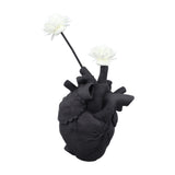Creative Anatomical Heart Vases Resin Sculpture Heart Shaped Art Flower Vases Desktop Home Decoration for Living Room Black - Side View