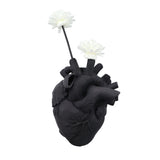 Creative Anatomical Heart Vases Resin Sculpture Heart Shaped Art Flower Vases Desktop Home Decoration for Living Room Black