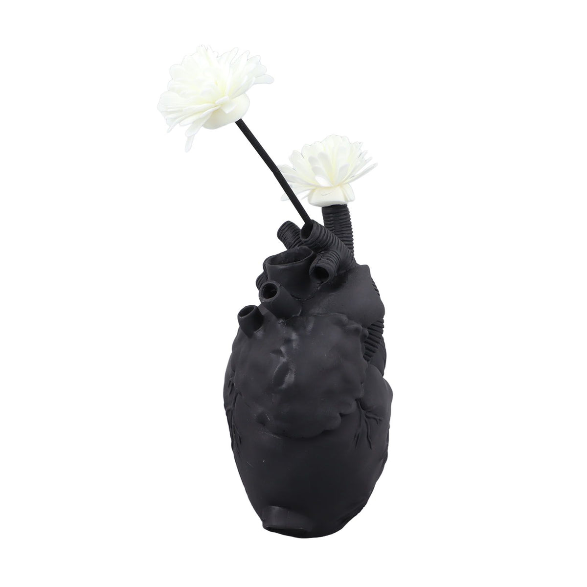 Creative Anatomical Heart Vases Resin Sculpture Heart Shaped Art Flower Vases Desktop Home Decoration for Living Room Black