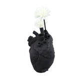 Creative Anatomical Heart Vases Resin Sculpture Heart Shaped Art Flower Vases Desktop Home Decoration for Living Room Black