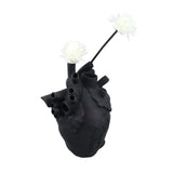 Creative Anatomical Heart Vases Resin Sculpture Heart Shaped Art Flower Vases Desktop Home Decoration for Living Room Black - Close-Up Angle