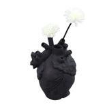Creative Anatomical Heart Vases Resin Sculpture Heart Shaped Art Flower Vases Desktop Home Decoration for Living Room Black - Low Angle