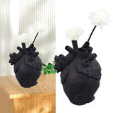 Creative Anatomical Heart Vases Resin Sculpture Heart Shaped Art Flower Vases Desktop Home Decoration for Living Room Black - Extra Image