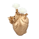 Creative Anatomical Heart Vases Resin Sculpture Heart Shaped Art Flower Vases Desktop Home Decoration for Living Room Gold - Close-Up Angle