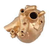 Creative Anatomical Heart Vases Resin Sculpture Heart Shaped Art Flower Vases Desktop Home Decoration for Living Room Gold - Extra Image