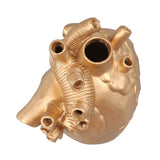Creative Anatomical Heart Vases Resin Sculpture Heart Shaped Art Flower Vases Desktop Home Decoration for Living Room Gold - Extra Image