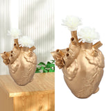 Creative Anatomical Heart Vases Resin Sculpture Heart Shaped Art Flower Vases Desktop Home Decoration for Living Room Gold - Extra Image