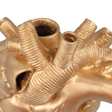 Creative Anatomical Heart Vases Resin Sculpture Heart Shaped Art Flower Vases Desktop Home Decoration for Living Room Gold - Extra Image