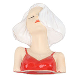 Girl Face Vase Modern Decorative Sculpture Ceramic Head Flower Vase for Living Room Bedroom Office White - Rear View