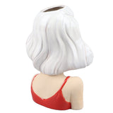 Girl Face Vase Modern Decorative Sculpture Ceramic Head Flower Vase for Living Room Bedroom Office White