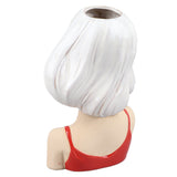 Girl Face Vase Modern Decorative Sculpture Ceramic Head Flower Vase for Living Room Bedroom Office White - Extra Image
