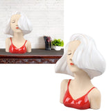 Girl Face Vase Modern Decorative Sculpture Ceramic Head Flower Vase for Living Room Bedroom Office White - Extra Image