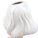 Girl Face Vase Modern Decorative Sculpture Ceramic Head Flower Vase for Living Room Bedroom Office White - Extra Image