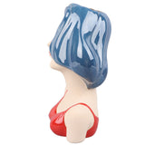 Girl Face Vase Modern Decorative Sculpture Ceramic Head Flower Vase for Living Room Bedroom Office Blue - Extra Image
