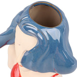 Girl Face Vase Modern Decorative Sculpture Ceramic Head Flower Vase for Living Room Bedroom Office Blue - Extra Image