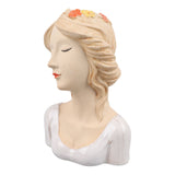 Modern Ceramic Face Vases Decorative Modern Style Shy Girl Flower Lady Head Vase for Unisex Plants Lover White - Front View