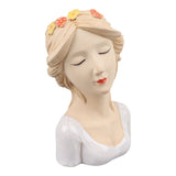 Modern Ceramic Face Vases Decorative Modern Style Shy Girl Flower Lady Head Vase for Unisex Plants Lover White - Side View