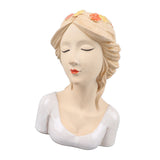 Modern Ceramic Face Vases Decorative Modern Style Shy Girl Flower Lady Head Vase for Unisex Plants Lover White - Close-Up Angle