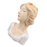 Modern Ceramic Face Vases Decorative Modern Style Shy Girl Flower Lady Head Vase for Unisex Plants Lover White - Low Angle