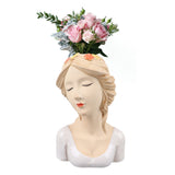 Modern Ceramic Face Vases Decorative Modern Style Shy Girl Flower Lady Head Vase for Unisex Plants Lover White - Extra Image
