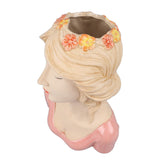 Modern Ceramic Face Vases Decorative Modern Style Shy Girl Flower Lady Head Vase for Unisex Plants Lover Pink - Top-Down View