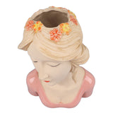 Modern Ceramic Face Vases Decorative Modern Style Shy Girl Flower Lady Head Vase for Unisex Plants Lover Pink - 45-Degree Angle