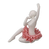 Dancing Ballerina Girl Figurine Ceramic Ballet Girl Figure Ballet Dancer Statue Sculpture Desk Bookshelf Decoration Pink - Front View