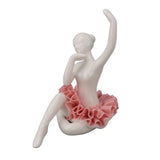 Dancing Ballerina Girl Figurine Ceramic Ballet Girl Figure Ballet Dancer Statue Sculpture Desk Bookshelf Decoration Pink - 45-Degree Angle