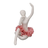 Dancing Ballerina Girl Figurine Ceramic Ballet Girl Figure Ballet Dancer Statue Sculpture Desk Bookshelf Decoration Pink - Rear View