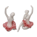 Dancing Ballerina Girl Figurine Ceramic Ballet Girl Figure Ballet Dancer Statue Sculpture Desk Bookshelf Decoration Pink - Close-Up Angle