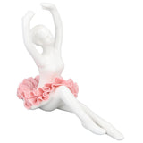 Ballet Dancer Statue Pink Ballerina Figure Ceramic Figure Decor for Table Shelf Bedroom Living Room - Rear View