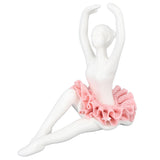 Ballet Dancer Statue Pink Ballerina Figure Ceramic Figure Decor for Table Shelf Bedroom Living Room - Low Angle