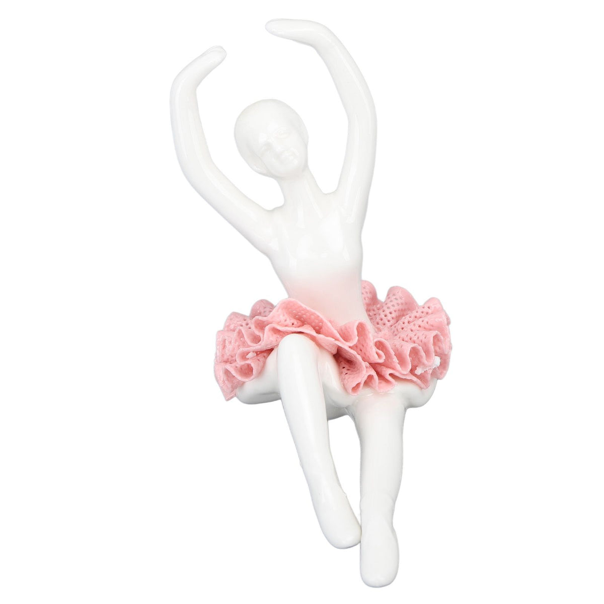 Ballet Dancer Statue Pink Ballerina Figure Ceramic Figure Decor for Table Shelf Bedroom Living Room