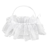 Wedding Flower Girl Basket White Lace Classic Gift Ceremony Supplies for Rose Petals