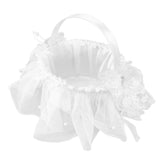 Wedding Flower Girl Basket White Lace Classic Gift Ceremony Supplies for Rose Petals