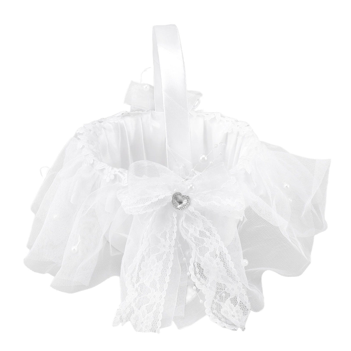 Wedding Flower Girl Basket White Lace Classic Gift Ceremony Supplies for Rose Petals
