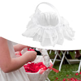 Wedding Flower Girl Basket White Lace Classic Gift Ceremony Supplies for Rose Petals - Extra Image