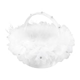 White Flower Girl Basket Petal Beads Decoration Handheld Bridesmaid Scattering Wedding Basket